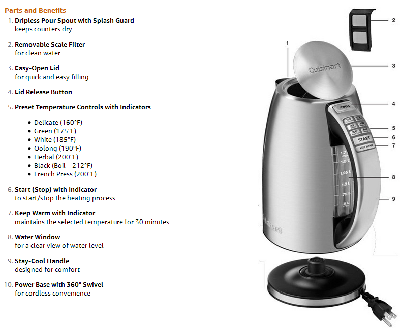 How to clean cuisinart best sale electric kettle