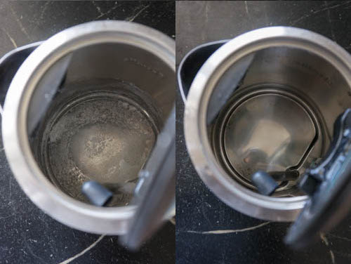 kettle with and without limescale